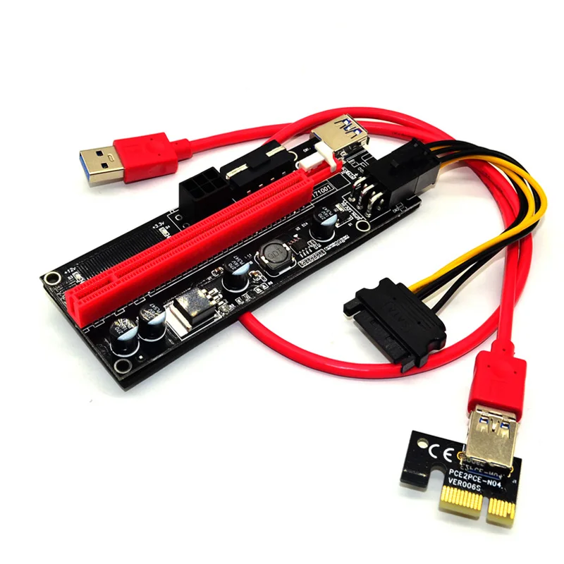 10 шт./лот VER 009s PCI-E Райзер-карта 1x 4x 8x 16x USB 3 0 плата расширения для майнинга 6pin