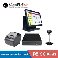 cheap pos 15 inch pos touch all in one pc pos system cash register pos and 80mm thermal printer cash drawer