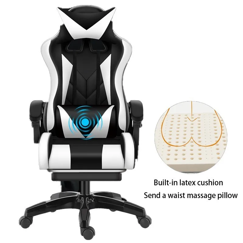 white footrest Высокое качество Esports Poltrona Boss Silla геймер офисное игровое кресло может лежать массаж Синтетическая кожа с подставкой для ног Эргономика - Цвет: white footrest