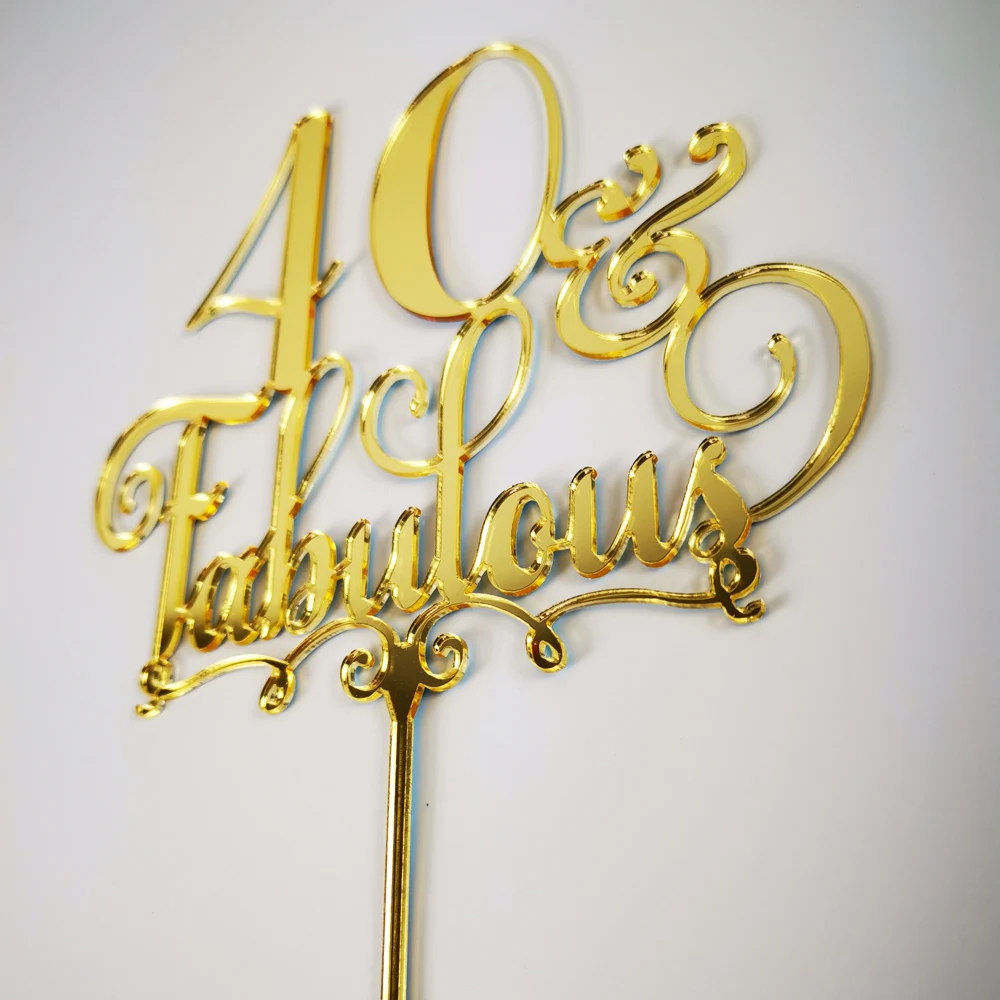 Personalized Happy Birthday Cake Topper custom Fabulous age color Wood Party Decor Supplies | Дом и сад