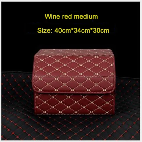 Dark Red40cm Складная сумка для хранения в багажник автомобиля Органайзер с крышкой портативный автомобильный органайзер для хранения из искусственной кожи авто багажник Коробка органайзер - Цвет: Dark Red40cm