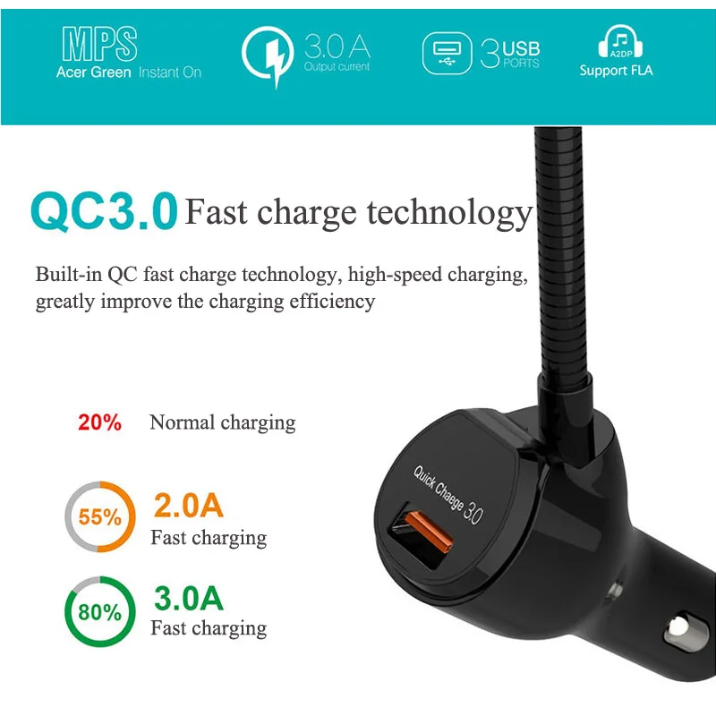FM Transmitter Bluetooth Modulator 3 Port Quick Charge 3.0 Charger Handsfree Car Kit 1.4'' MP3 Player Radio Adapter | Автомобили и
