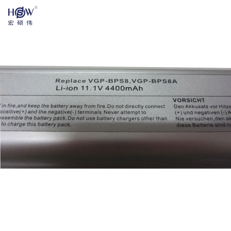 HSW 6 ячеек Новый аккумулятор для ноутбука sony vgp-bps8 VGP-BPL8 VGN-FZ220EB VGNFZ130E VGN-FZ220E/B GN-FZ90S FZ220EB
