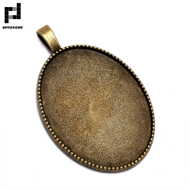 

BASEHOME 5pcs Pendant Charms Base Settings Cabochon Cameo Tray Bezel Blank Fit 30x40mm Cabochons Cameo DIY Jewelry Findings