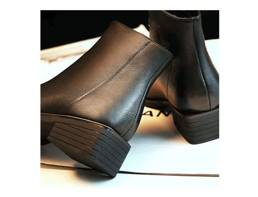 

KCNOKAR Spring And Autumn New Fashion Casual Chunky Flat Martin Boots British Style Short Boots Round Head Women's Shoes x0957
