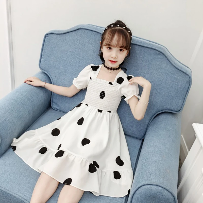 fashion dot teenage girl dress 2019 summer toddler baby girls vestidos elegant party and wedding 6 8 10 12 years | Детская одежда и