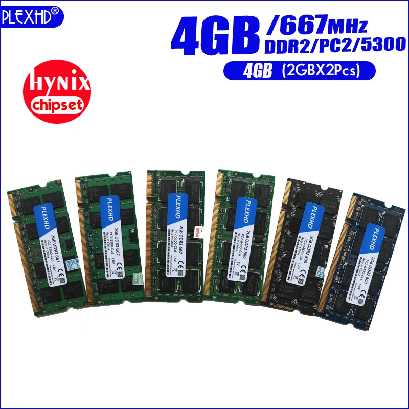 PLEXHD 4G 4 Гб (2GBX 2 шт) DDR2 pc2 5300 667 МГц 2RX8 память для ноутбука pc2-5300S ddr2 200pin оперативная