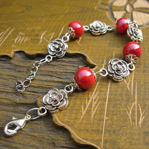 Женский серебряный браслет Bluelans ручной работы с керамическим покрытием в