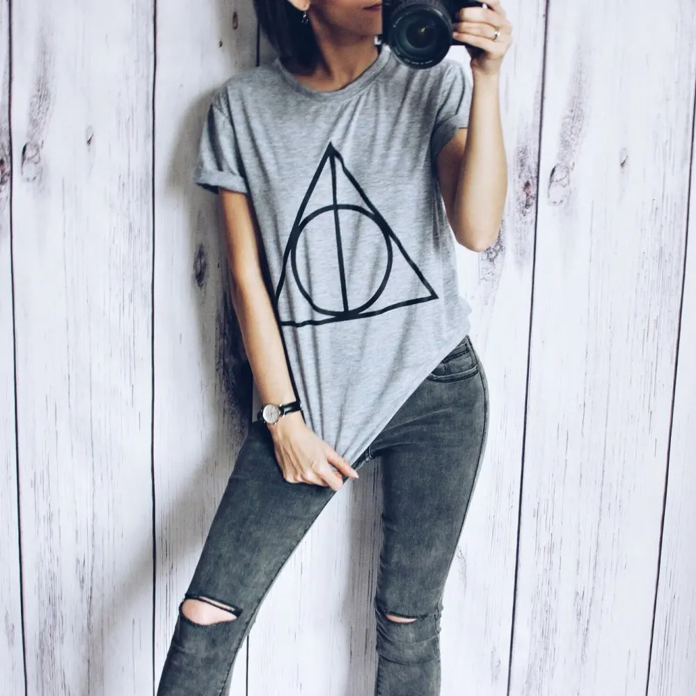 Женская футболка с геометрическим принтом летняя повседневная свободная