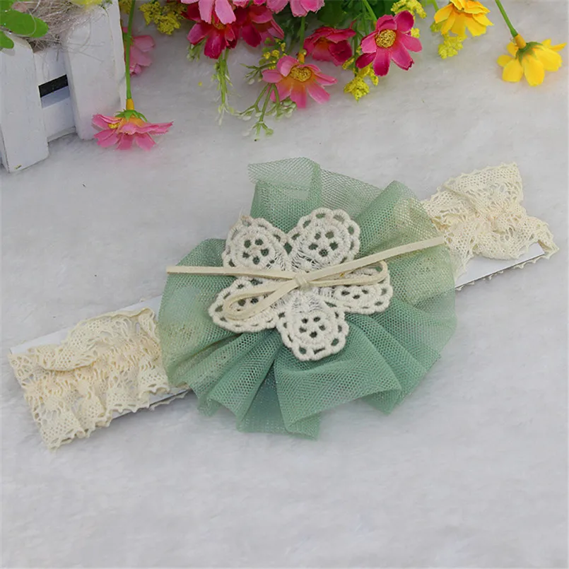 Headwear Baby girls hairbnand Kids Flowers Headband Lace Bow Hair Wear Hairband Ribbon Bebes acessorios #4A30 | Детская одежда и