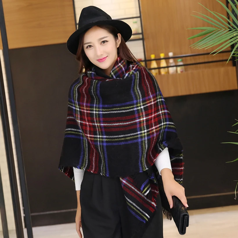 Новый дизайн большой клетчатый размер Модный печатный рисунок женский шарф