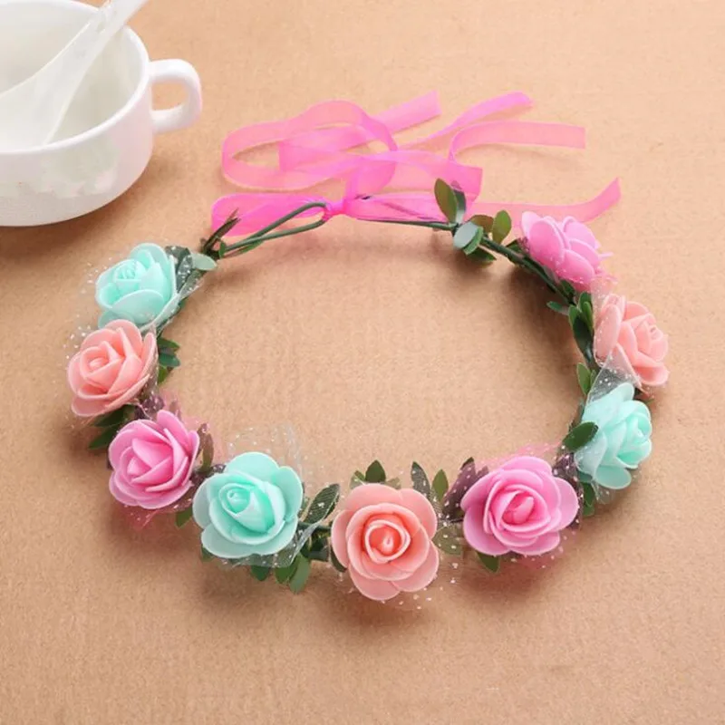 

Women Girl 3.5CM Foam Flower Headband Floral Wreath Hairband Headwear Halloween Party Favor