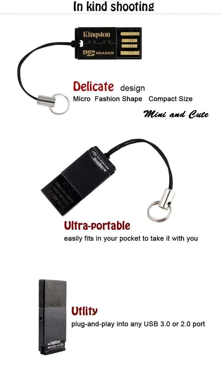 Kingston micro sd кардридер мини кардридер Прямая поставка цена внешний microsdhc/sdxc microsd к usb устройство для чтения карт sd TF
