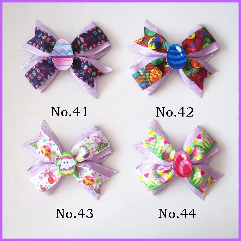 

50 BLESSING Girl 4.5" Two Tone Wing Hair Bow Clip Easter Rabbit Chicken Egg Baby