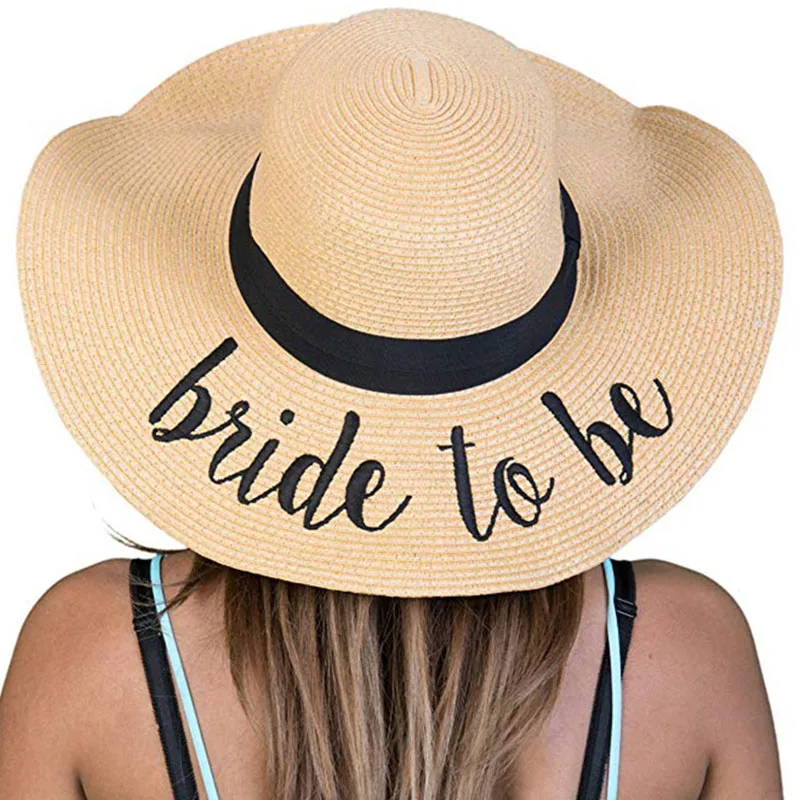 bride to be Летняя Пляжная Невеста быть Соломенная шляпка Aloha пляж солнце широкие шляпы Свадьба для девичника вечерние Гавайская тропическая вечерние Декор - Цвет: bride to be