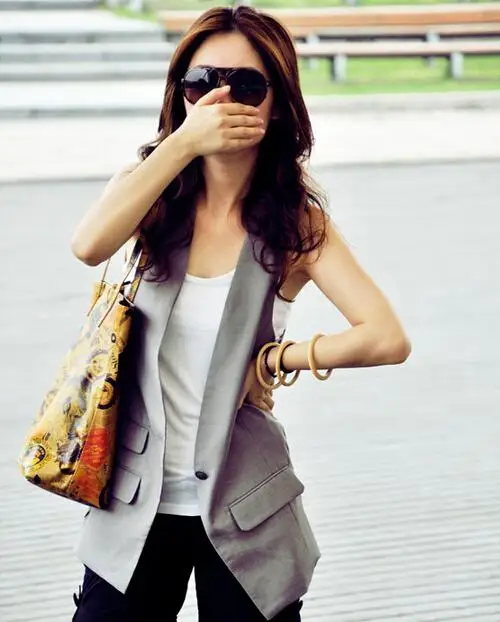 Женский черный жилет без рукавов | Женская одежда