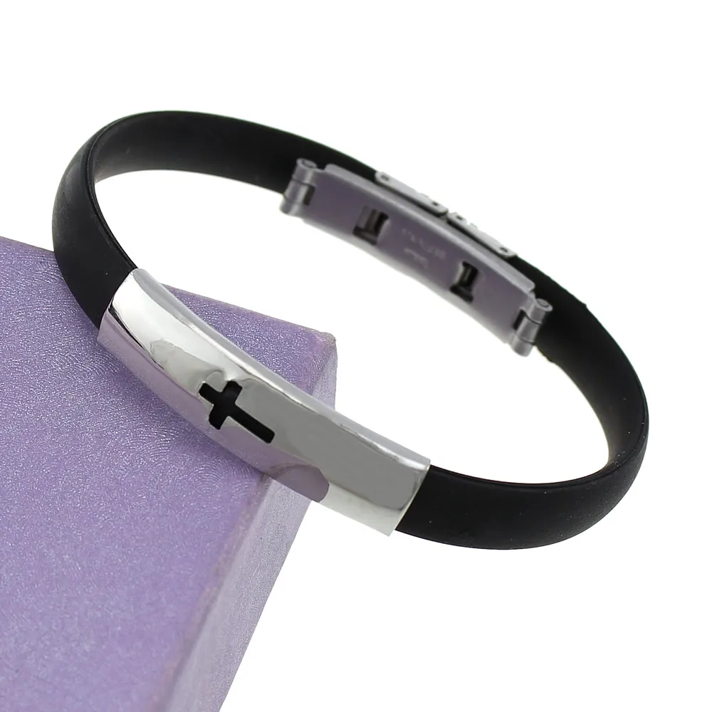 100 шт. мужские браслеты и из силикона нержавеющей стали Четырехсторонние