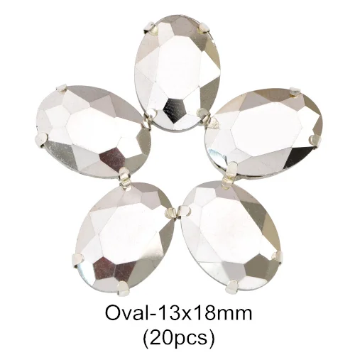 Oval 13x18mm S Рудник Серебряный 11 формы пришить Стразы с когтями головистой формы Стекло с украшением в виде кристаллов Высокое качество пришить коготь стразы для одежды B3793 - Цвет: Oval 13x18mm S