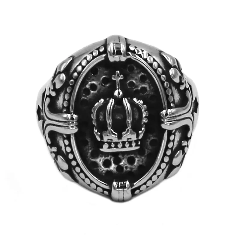 Мужское и женское Винтажное кольцо King Crown классическое из нержавеющей стали 316L с