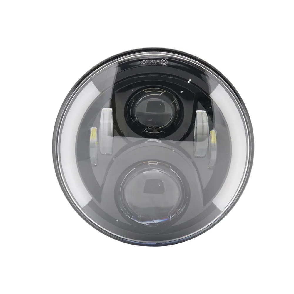 50W Black Halo Light Горячие Новые 7 дюймов круглый мотоцикла светодиодный фар Hi/короче спереди и длиннее сзади) луч DRL Белый Halo Ангельские глазки H4 мотоцикл задний фонарь светодиодный для Harley Chopper - Цвет: 50W Black Halo Light