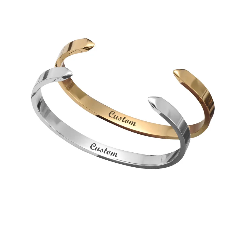 Регулируемый персонализированный браслет титановая сталь Начальная гравировка
