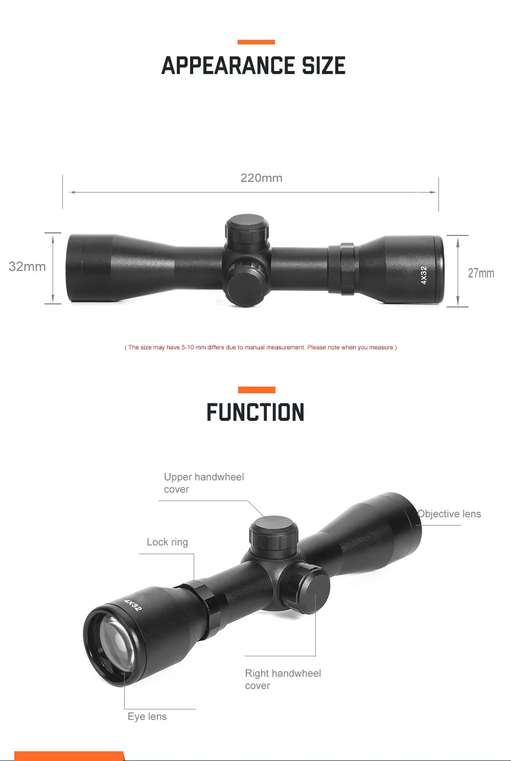 LUGER 4x32 короткий охотничий прицел Открытый страйкбол Воздушный пистолет винтовка тактические прицелы сетка Компактная оптика прицел