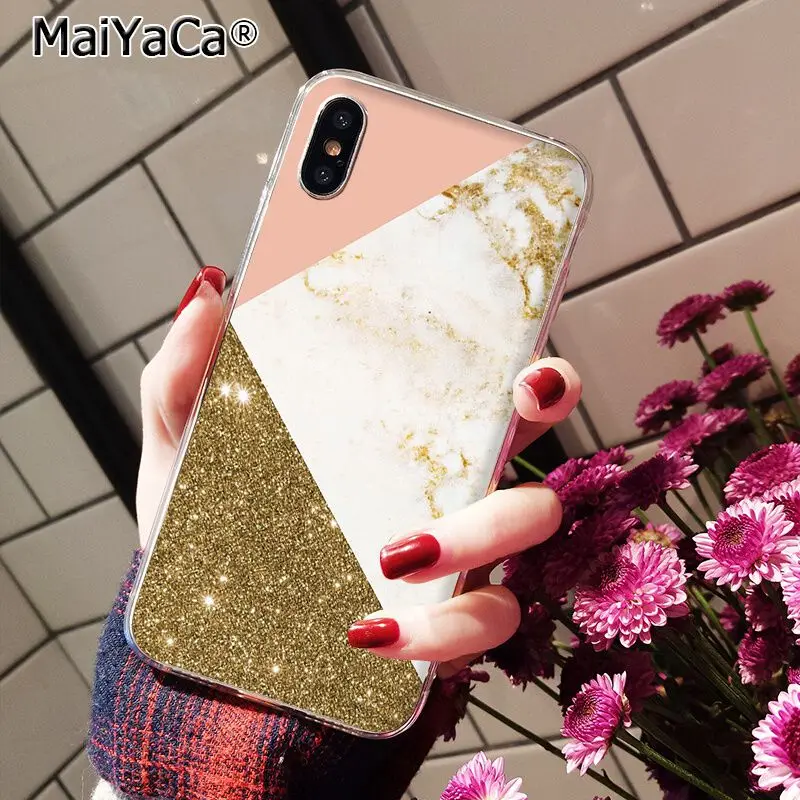 A14 MaiYaCa Золотой Розовый блестящий Мраморный чехол для телефона для iphone 11 Pro 11Pro Max 8 7 6 6S Plus 5 5S SE XR X XS MAX - Цвет: A14