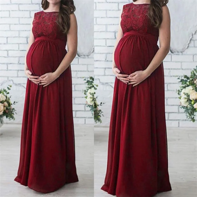 wholesale drop shipping Pregnant Women Lace Long Maxi Dress Maternity Gown Photography Props Clothes Fashion Causal S3JUN11 | Мать и