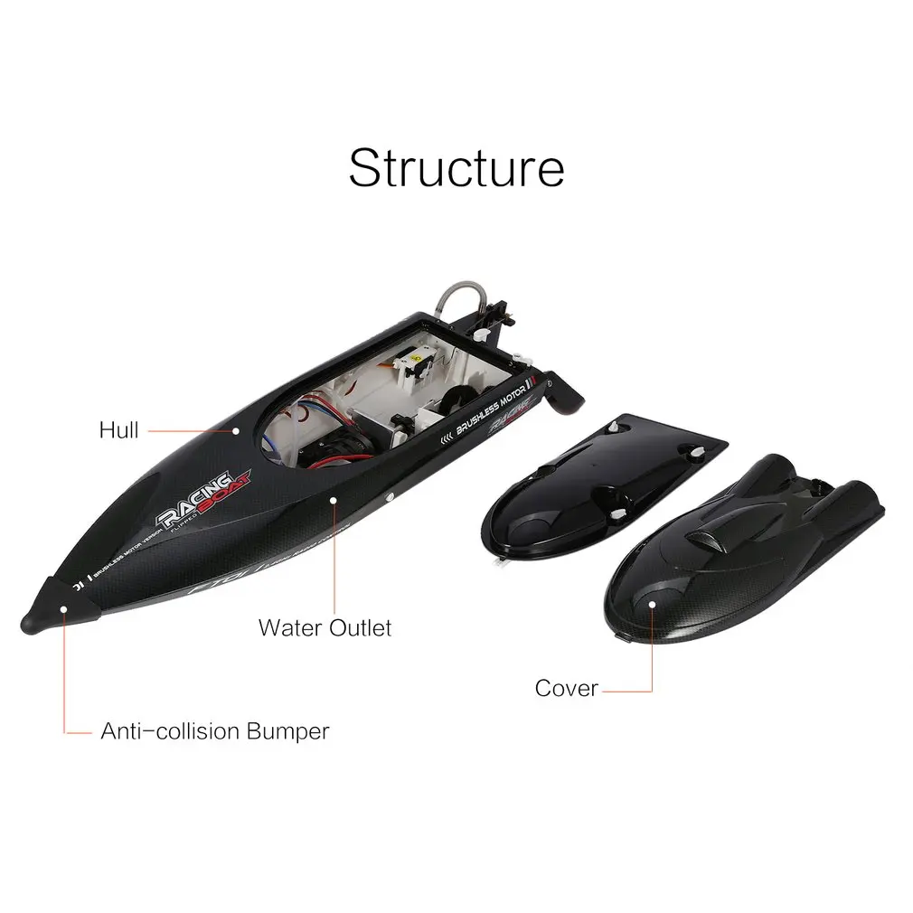 Радиоуправляемая лодка FT011 65 см 2 4G 2CH 55 км/ч высокоскоростная гоночная с системой