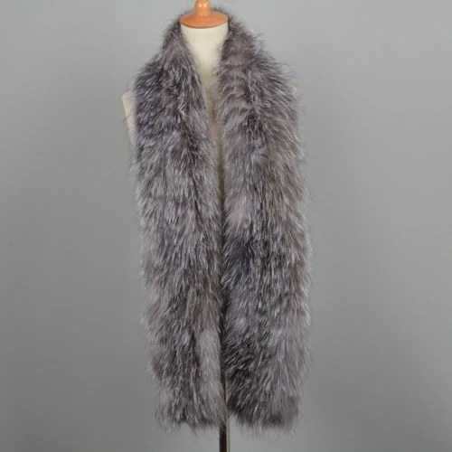 Sliver Fox Jancoco Max Зимний Леди натуральным лисьим мехом вязанный длинный шарф Высокое качество мягкие теплые шали лучший подарок глушители S7180 - Цвет: Sliver Fox