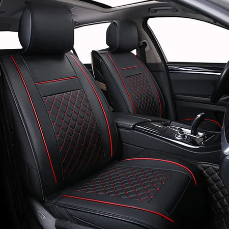 2Piece Black Red Только для передней панели кожа универсальный чехол для автомобильных сидений для kia Rio 3 4 Sorento 2005 2007 2011 2013 soul spectra для укладки волос - Название цвета: 2Piece Black Red