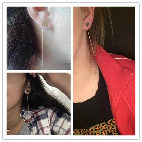 Женские Геометрические серьги цепочки золотого и серебряного