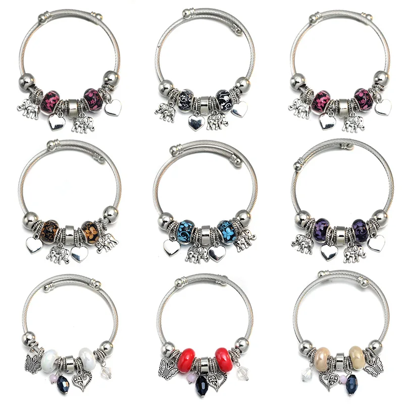 

Love Elephant Beaded Bracelet Jewelry 6 Colour Adjustable Charm Bracelet Bangles Romantic Accessories Gift Fashion Women Jewelry