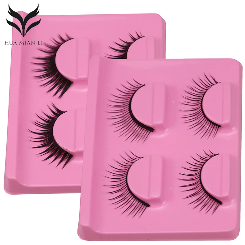 2 пары накладных ресниц типа натуральные длинные черные терьерские накладные