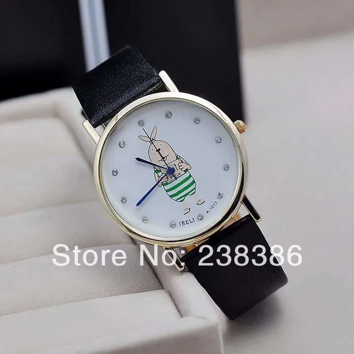 TGJW314 Fashion Ladies &amp Girls Watch Quartz PU Leather With Lovely Cute Rabbit in the Watch-face 3 Color To Choose | Наручные часы