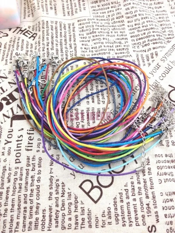 

Wholesale 500pcs/lot Lobster Clasp Random Mixed Color 2mm Waxen Cord Necklace 45cm String Necklace DIY Material Making