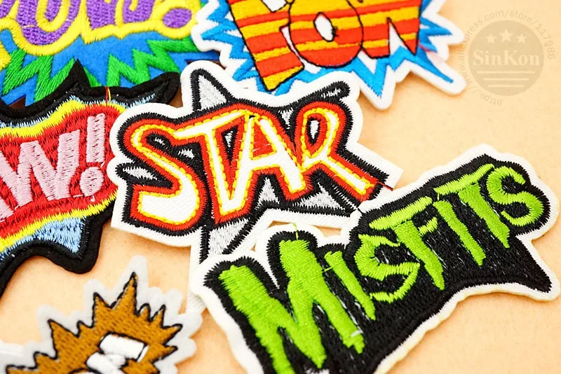 8 шт./лот POW MISFITS OHYEAH BOOM DIY значки с героями мультфильмов вышивка ремонт патч аппликация Швейные принадлежности для приклеивания на одежду утюгом декоративные