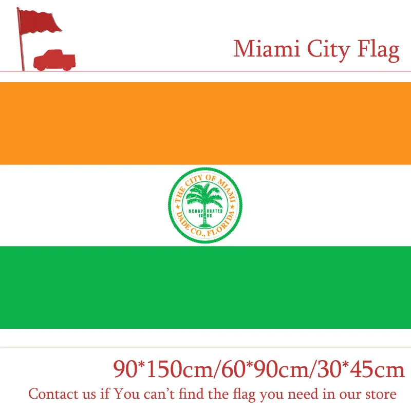 

Miami City Flag 3x5ft Custom 100d Polyester 30*45cm Car Flag 90*150cm 60*90cm Flag