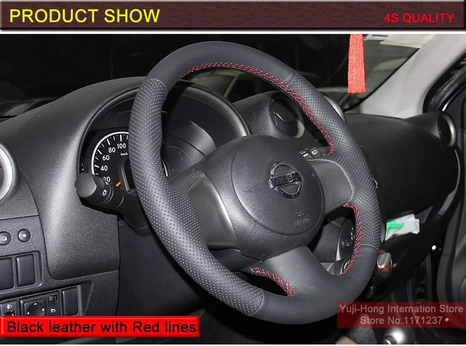 Yuji-Hong Чехлы для руля автомобиля чехол для Nissan March Versa Note Sunny 2011 Авто колеса ручной работы верхний слой коровья кожа Чехол