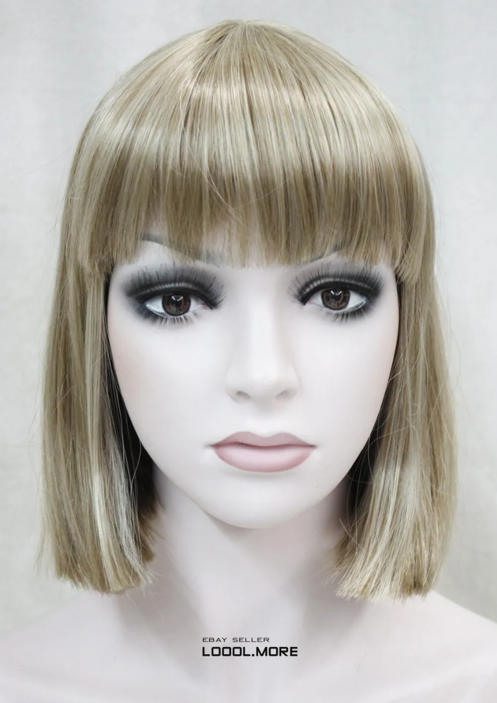 HOT sell Free Shipping &gt&gtBOB Blonde Mixed Short Straight Bangs Women ladies Hivision full wig |