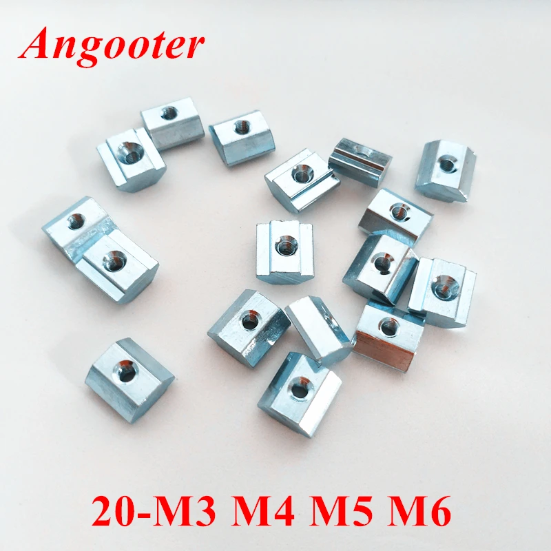 

50pcs t nut M3 M4 M5 M6 T Sliding Nut Slide Square Block Nuts for 2020 Series Aluminum Profile Accessories in Groove /Slot 6