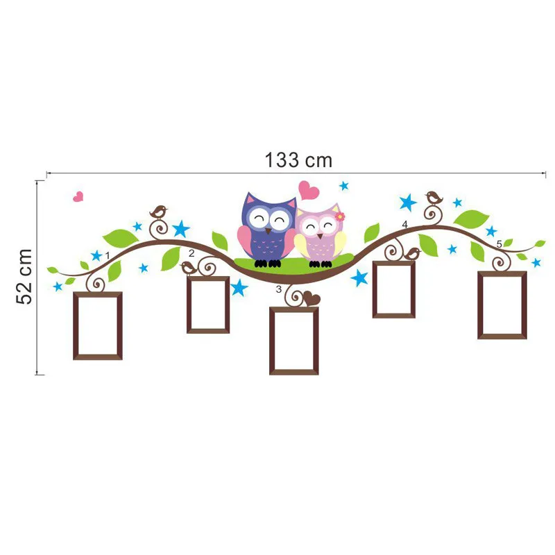 Пара Семья Совы Наклейка на стену съёмная фоторамка Детская комната