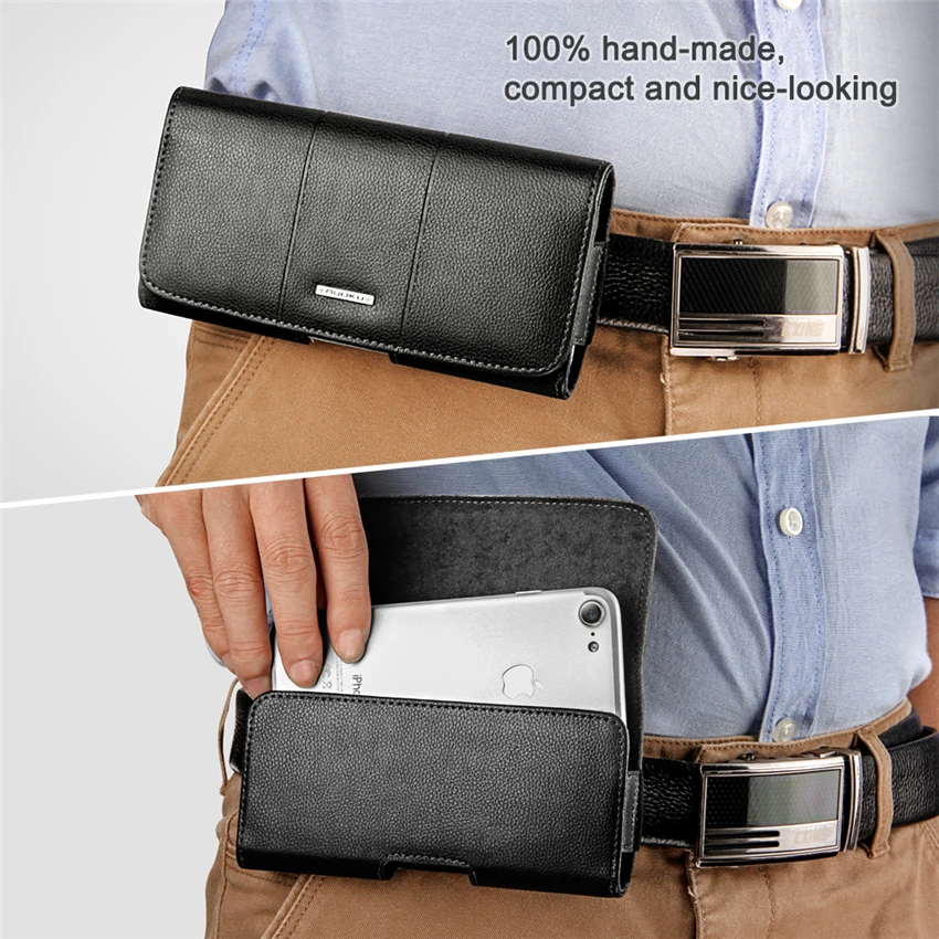 Luxe Pocket Lederen Magnetische Portemonnee Telefoon case Voor iPhone 5.0 5.5 Inch Koeienhuid Haak Loop Holster Zachte Terug co