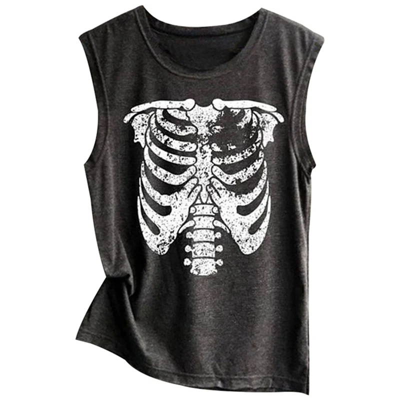 dark grey Женские модные летние топы, Череп, скелет, 3d Скелет, кость, пинтинг, футболка, Забавные топы, Харадзюку, панк-рок, графические футболки - Цвет: dark grey