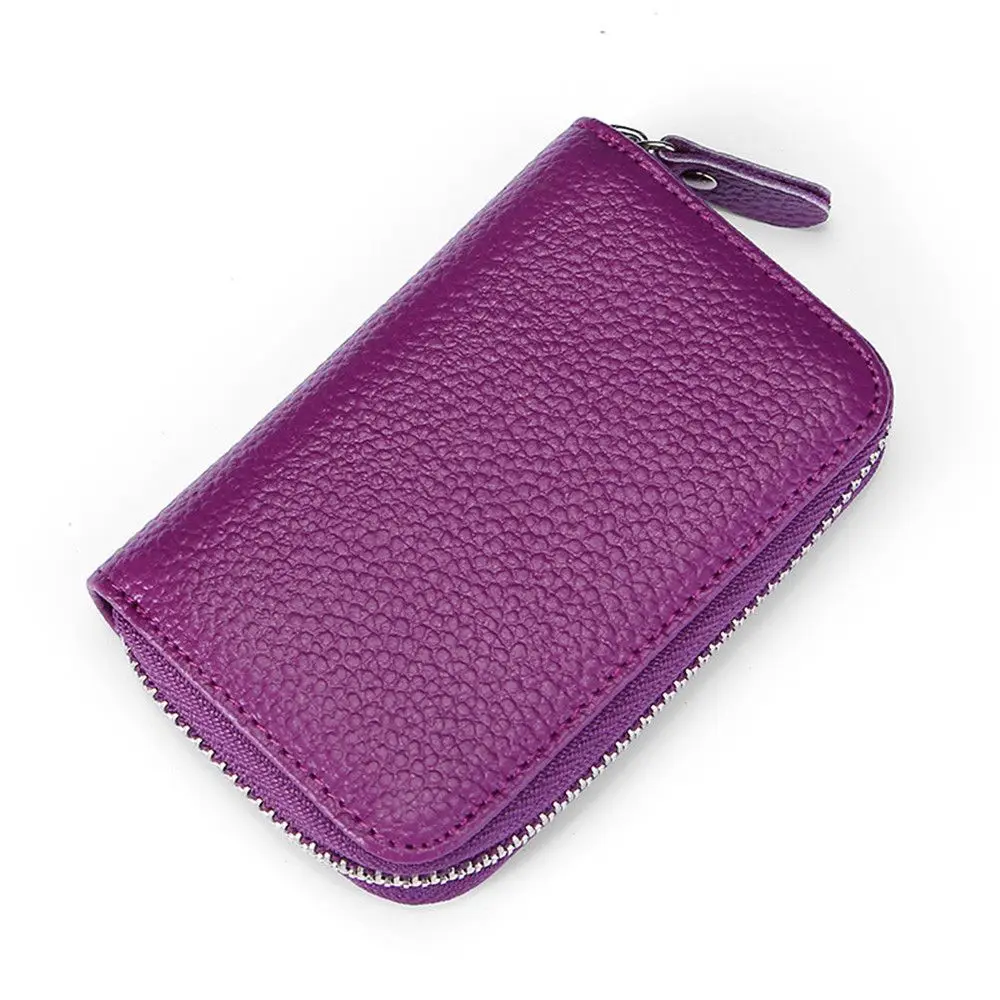 purple 1 шт., настоящий кредитный держатель для карт, визитная карточка, карман, кошелек на молнии, чехол для денег, визитная карточка, защитный чехол, унисекс кошелек - Цвет: purple