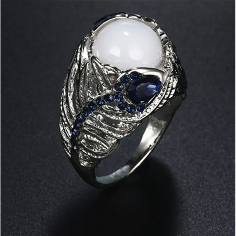 2019 новое модное винтажное женское кольцо из лунного камня голубого циркония