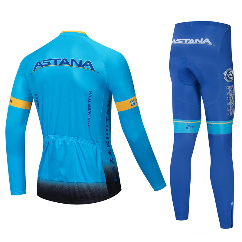 Весна Осень 2019 команда Астаны длинный рукав Велоспорт Джерси Ropa дышащая одежда