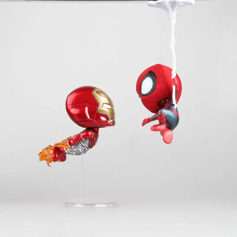 Disney Marvel Avengers 13cm 2pcs/set Iron Man Spider-Man q version Action Figure Model Anime Decoration Figurine Toys model | Игрушки и