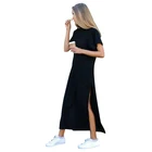 Платье CDJLFH женское пляжное, модное винтажное льняное вечервечерние длинное в стиле бохо, повседневное в украинском стиле, черное облегающее