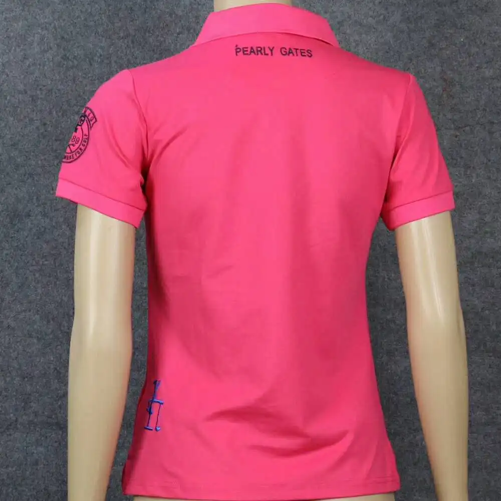 Новые летние женские футболки для гольфа с жемчужными воротами футболка